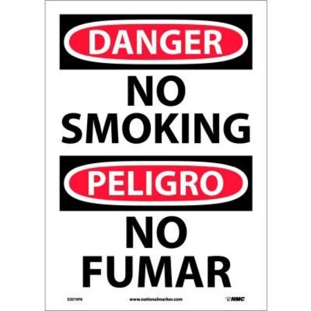 NATIONAL MARKER CO Bilingual Vinyl Sign - Danger No Smoking ESD79PB